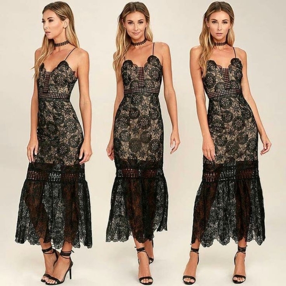 Lulu's Underneath The Stars Black Embroidered Midi Dress - Picture 2 of 16